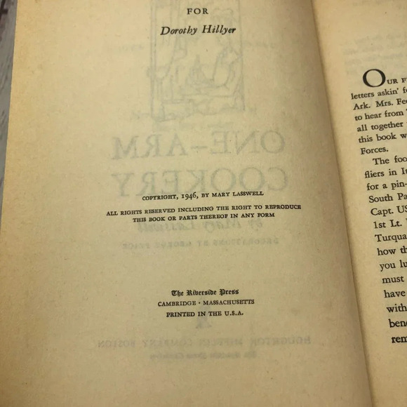VINTAGE Mrs. Rasmussen's book of ONE-ARM COOKERY cookbook 1946 - Picture 7 of 8